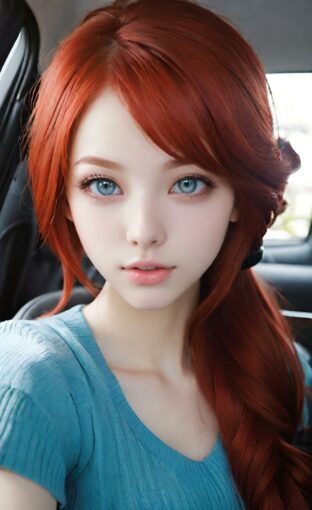 AI girl with red hair wallpaper