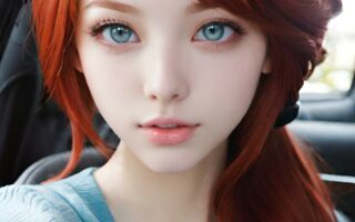 AI girl with red hair wallpaper