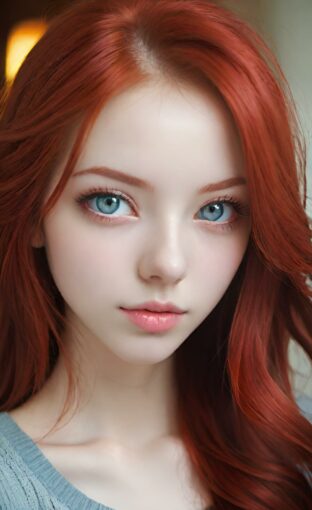 AI girl with red hair wallpaper