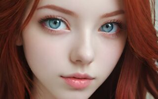 AI girl with red hair wallpaper