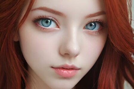AI girl with red hair wallpaper