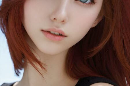 AI girl with red hair wallpaper