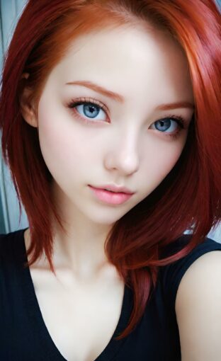 AI girl with red hair wallpaper