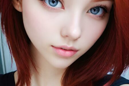 AI girl with red hair wallpaper