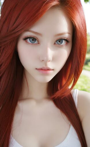 AI girl with red hair wallpaper