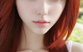 AI girl with red hair wallpaper