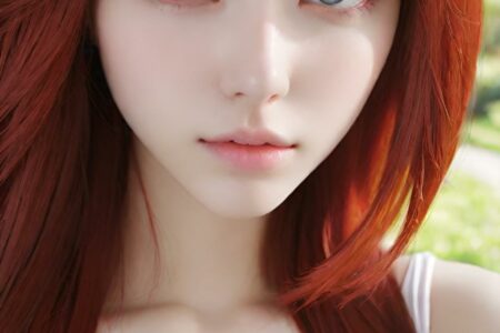 AI girl with red hair wallpaper