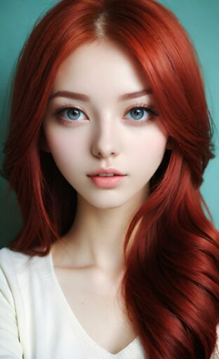 AI girl with red hair wallpaper