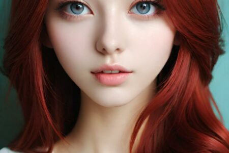AI girl with red hair wallpaper