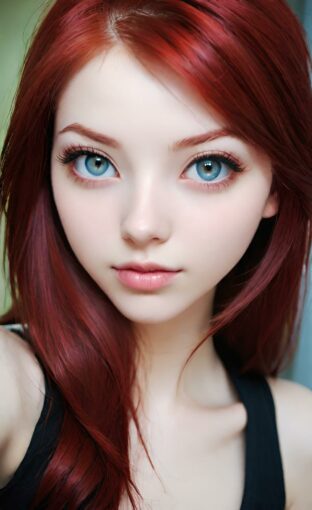 AI girl with red hair wallpaper