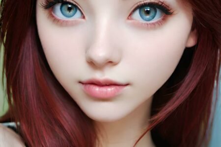 AI girl with red hair wallpaper