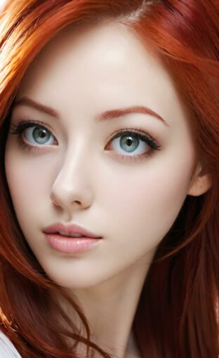 AI girl with red hair wallpaper