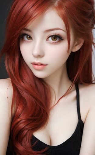 AI girl with red hair wallpaper