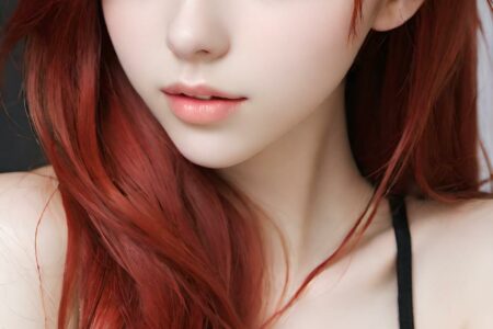 AI girl with red hair wallpaper