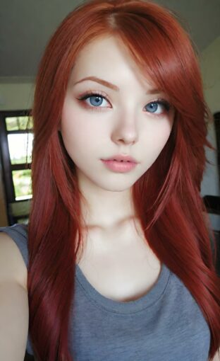 AI girl with red hair wallpaper