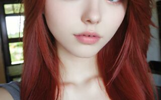AI girl with red hair wallpaper