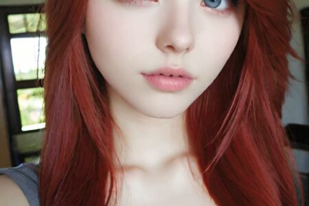 AI girl with red hair wallpaper