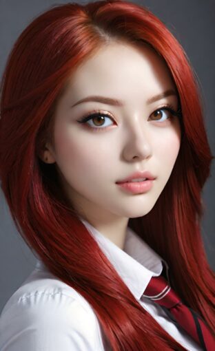 AI girl with red hair wallpaper