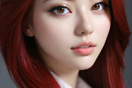 AI girl with red hair wallpaper