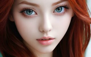 AI girl with red hair wallpaper