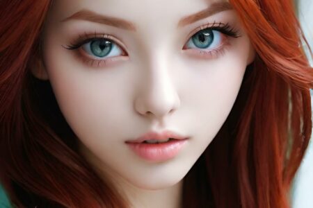 AI girl with red hair wallpaper