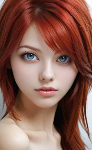 AI girl with red hair wallpaper