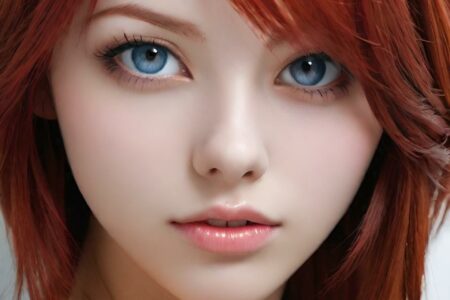 AI girl with red hair wallpaper