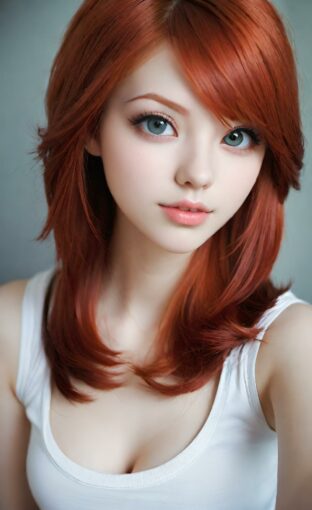 AI girl with red hair wallpaper