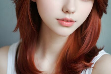 AI girl with red hair wallpaper