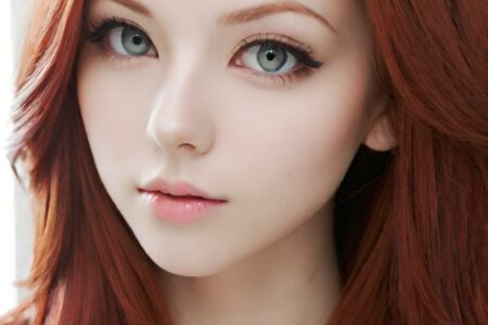 AI girl with red hair wallpaper