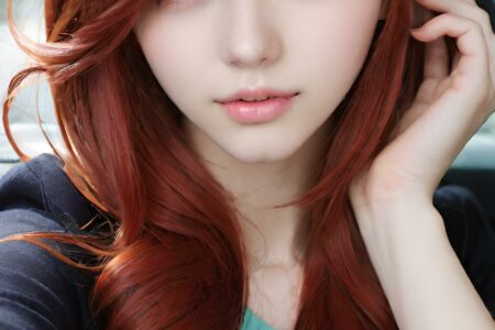 AI girl with red hair wallpaper